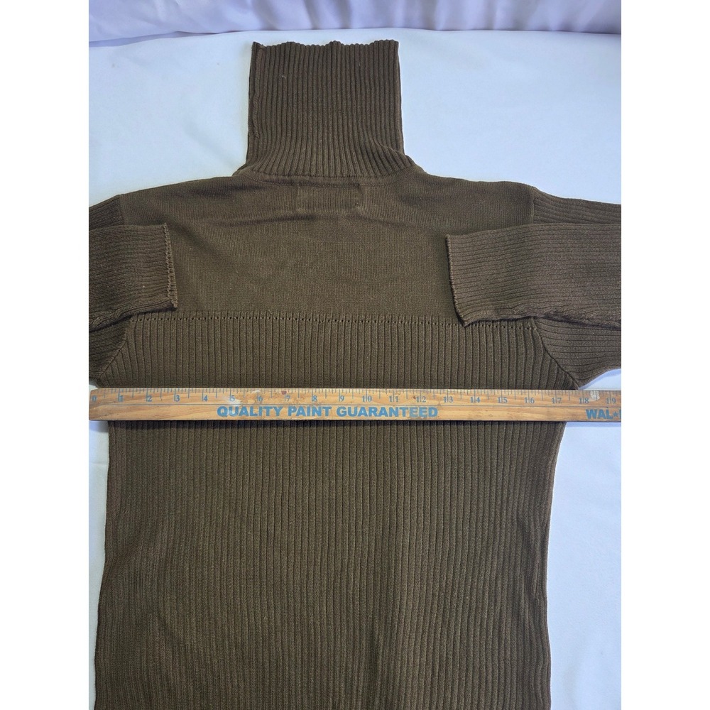 Sharon Young Sportswear Brown Ribbed Turtleneck Sweater Vintage Mixed Knit L - Picture 6 of 6